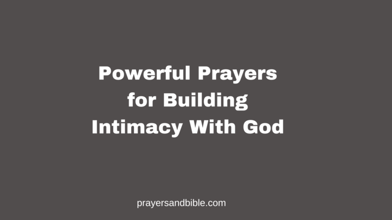 prayers for building intimacy with God